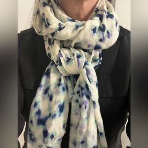 Anthropologie scarf wrap purple, blue, green, and off-white animal leopard print
